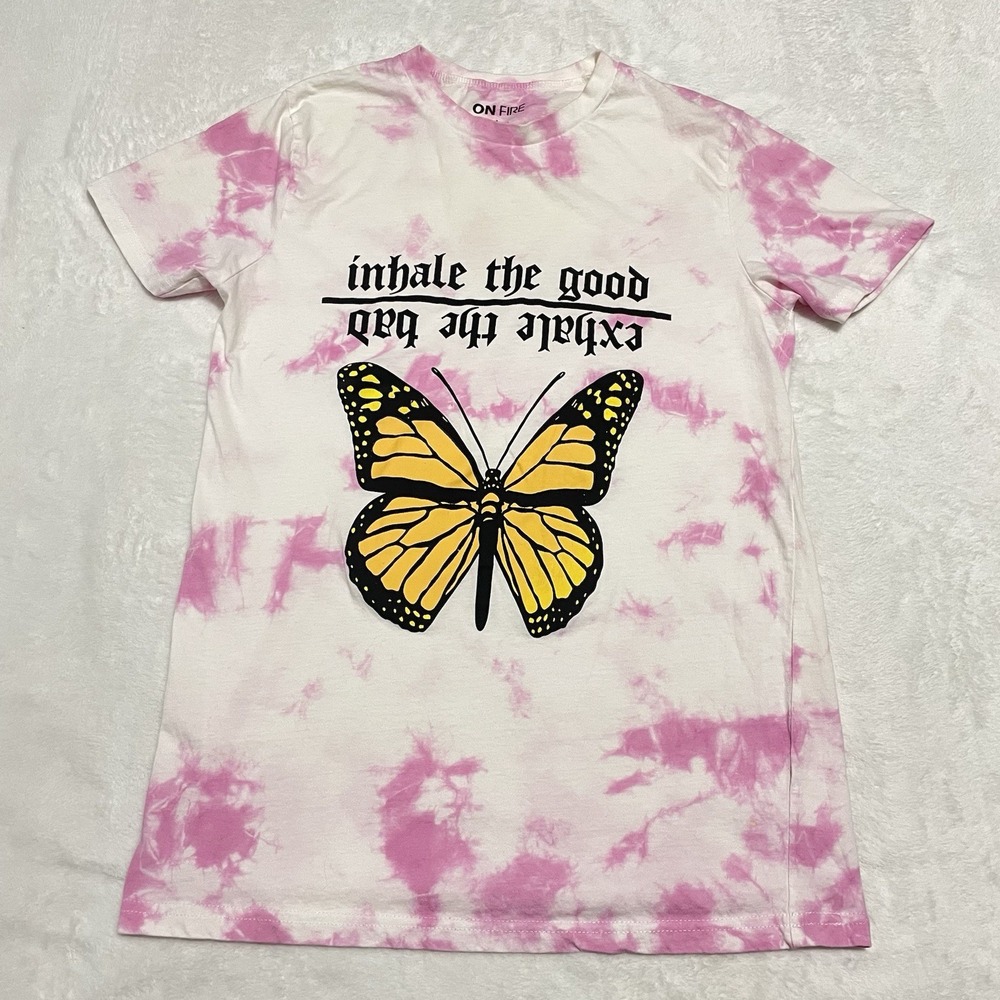 Monarch Butterfly T-Shirt Inhale The Good Exhale The Bad Women's Size Large